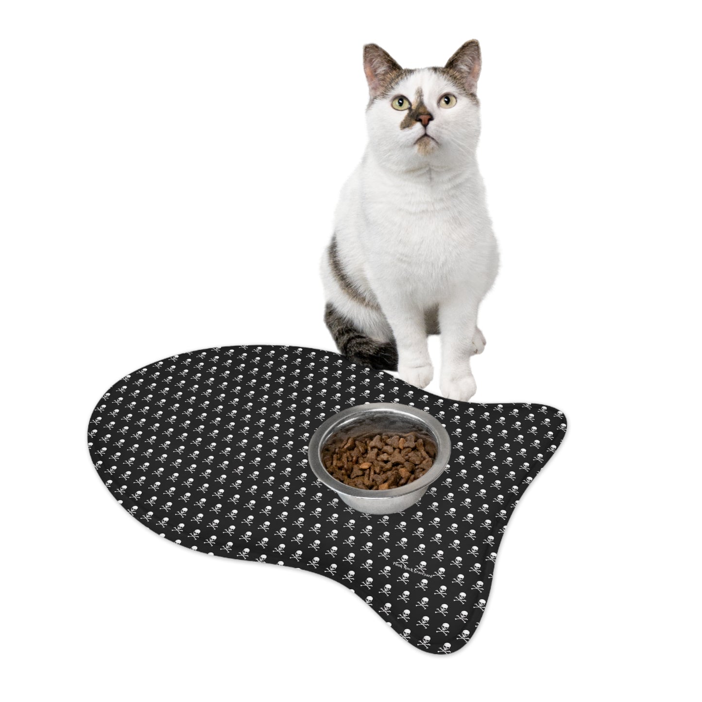 Skull & Crossbones Cat Food Mat